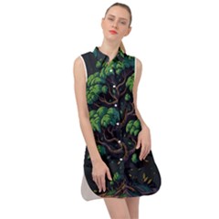 Tree Nature Cartoon Drawing Comic Sleeveless Shirt Dress by Jancukart