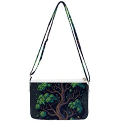 Tree Nature Cartoon Drawing Comic Double Gusset Crossbody Bag