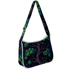 Tree Nature Cartoon Drawing Comic Zip Up Shoulder Bag