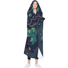 Tree Nature Cartoon Drawing Comic Wearable Blanket