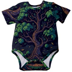 Tree Nature Cartoon Drawing Comic Baby Short Sleeve Bodysuit by Jancukart