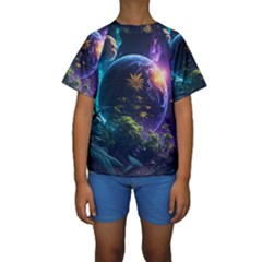 Fantasy People Mysticism Composing Kids  Short Sleeve Swimwear