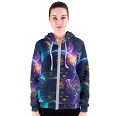 Fantasy People Mysticism Composing Women s Zipper Hoodie