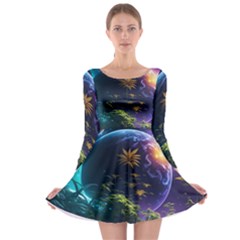 Fantasy People Mysticism Composing Long Sleeve Skater Dress