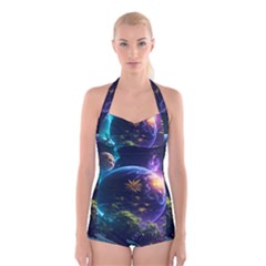 Fantasy People Mysticism Composing Boyleg Halter Swimsuit 