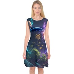 Fantasy People Mysticism Composing Capsleeve Midi Dress