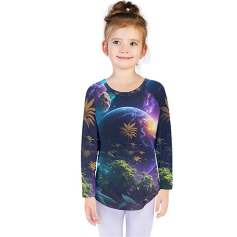 Fantasy People Mysticism Composing Kids  Long Sleeve Tee by Jancukart