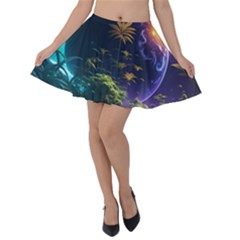 Fantasy People Mysticism Composing Velvet Skater Skirt