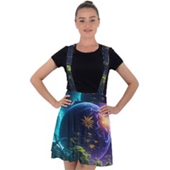 Fantasy People Mysticism Composing Velvet Suspender Skater Skirt