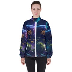 Fantasy People Mysticism Composing Women s High Neck Windbreaker by Jancukart