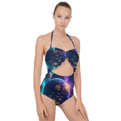 Fantasy People Mysticism Composing Scallop Top Cut Out Swimsuit