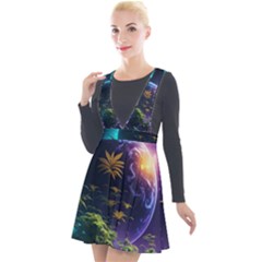 Fantasy People Mysticism Composing Plunge Pinafore Velour Dress