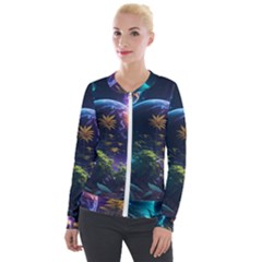 Fantasy People Mysticism Composing Velvet Zip Up Jacket