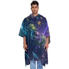 Fantasy People Mysticism Composing Men s Hooded Rain Ponchos