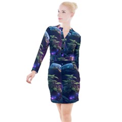 Fantasypeople Mysticism Composing Button Long Sleeve Dress