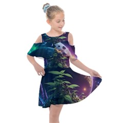 Fantasypeople Mysticism Composing Kids  Shoulder Cutout Chiffon Dress by Jancukart