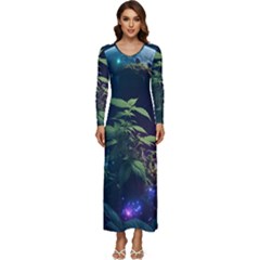 Fantasypeople Mysticism Composing Long Sleeve Longline Maxi Dress