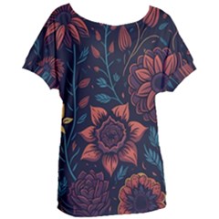 Flower Art Drawing Painting Spring Women s Oversized Tee