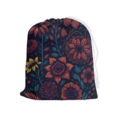 Flower Art Drawing Painting Spring Drawstring Pouch (XL)