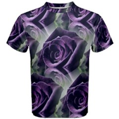 Purple Flower Rose Petals Plant Men s Cotton Tee