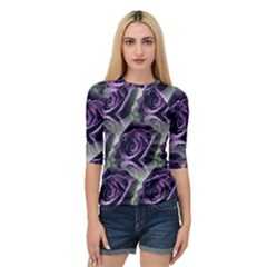 Purple Flower Rose Petals Plant Quarter Sleeve Raglan Tee