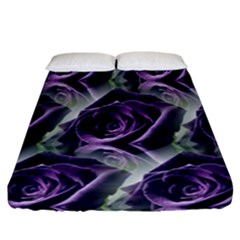 Purple Flower Rose Petals Plant Fitted Sheet (california King Size)