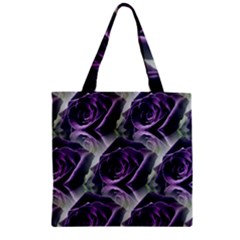 Purple Flower Rose Petals Plant Zipper Grocery Tote Bag