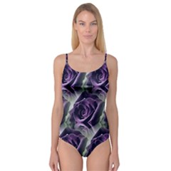 Purple Flower Rose Petals Plant Camisole Leotard 