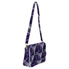 Purple Flower Rose Petals Plant Shoulder Bag With Back Zipper by Jancukart