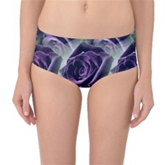 Purple Flower Rose Petals Plant Mid-waist Bikini Bottoms