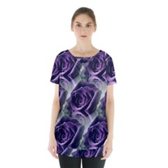 Purple Flower Rose Petals Plant Skirt Hem Sports Top