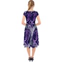 Purple Flower Rose Petals Plant Cap Sleeve Front Wrap Midi Dress View2