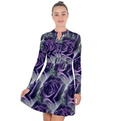 Purple Flower Rose Petals Plant Long Sleeve Panel Dress by Jancukart