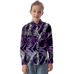 Purple Flower Rose Petals Plant Kids  Long Sleeve Shirt