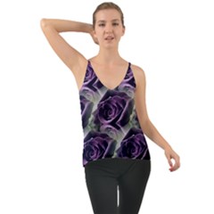 Purple Flower Rose Petals Plant Chiffon Cami