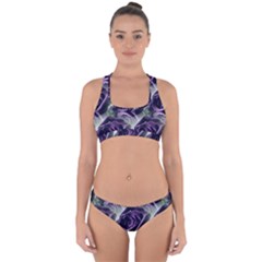 Purple Flower Rose Petals Plant Cross Back Hipster Bikini Set