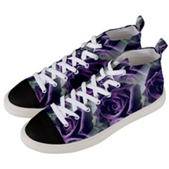 Purple Flower Rose Petals Plant Men s Mid-top Canvas Sneakers by Jancukart