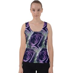 Purple Flower Rose Petals Plant Velvet Tank Top