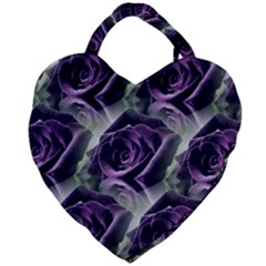 Purple Flower Rose Petals Plant Giant Heart Shaped Tote