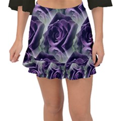 Purple Flower Rose Petals Plant Fishtail Mini Chiffon Skirt