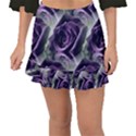 Purple Flower Rose Petals Plant Fishtail Mini Chiffon Skirt View1