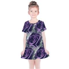 Purple Flower Rose Petals Plant Kids  Simple Cotton Dress