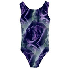 Purple Flower Rose Petals Plant Kids  Cut-out Back One Piece Swimsuit