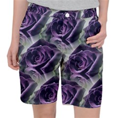 Purple Flower Rose Petals Plant Pocket Shorts