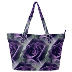 Purple Flower Rose Petals Plant Full Print Shoulder Bag