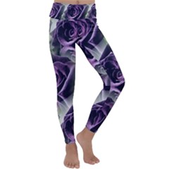 Purple Flower Rose Petals Plant Kids  Lightweight Velour Classic Yoga Leggings