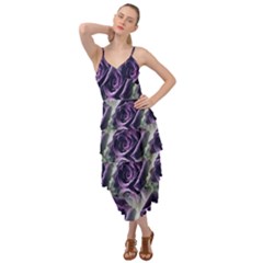 Purple Flower Rose Petals Plant Layered Bottom Dress by Jancukart