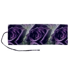 Purple Flower Rose Petals Plant Roll Up Canvas Pencil Holder (m) by Jancukart