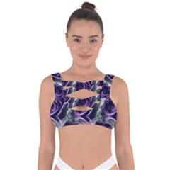 Purple Flower Rose Petals Plant Bandaged Up Bikini Top by Jancukart