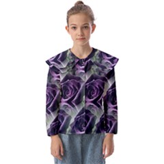 Purple Flower Rose Petals Plant Kids  Peter Pan Collar Blouse